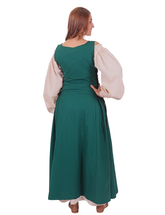 MIRANDA Cotton Forest Green - XV-XVI Century Inspired, Sleeveless Medieval Viking Renaissance Women's Over Dress